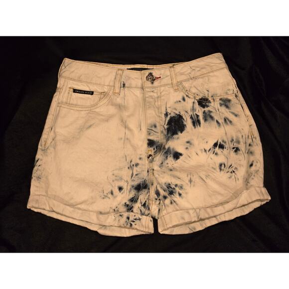 Philipp Plein Blue Bleached Washed Denim Hot Pants or Shorts Size 28 NWT